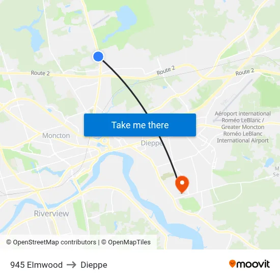 945 Elmwood to Dieppe map