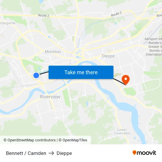 Bennett / Camden to Dieppe map