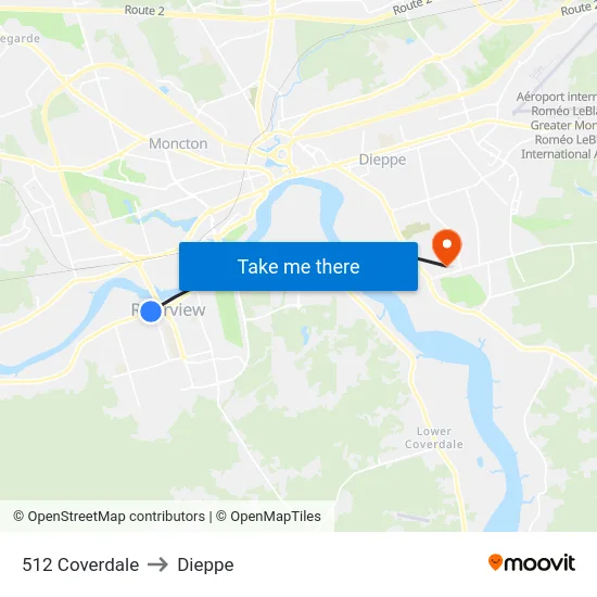 512 Coverdale to Dieppe map