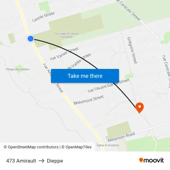 473 Amirault to Dieppe map