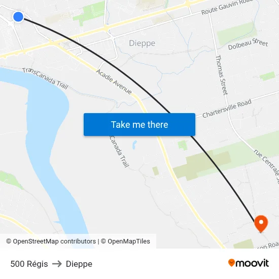 500 Régis to Dieppe map