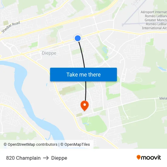 820 Champlain to Dieppe map