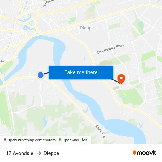 17 Avondale to Dieppe map