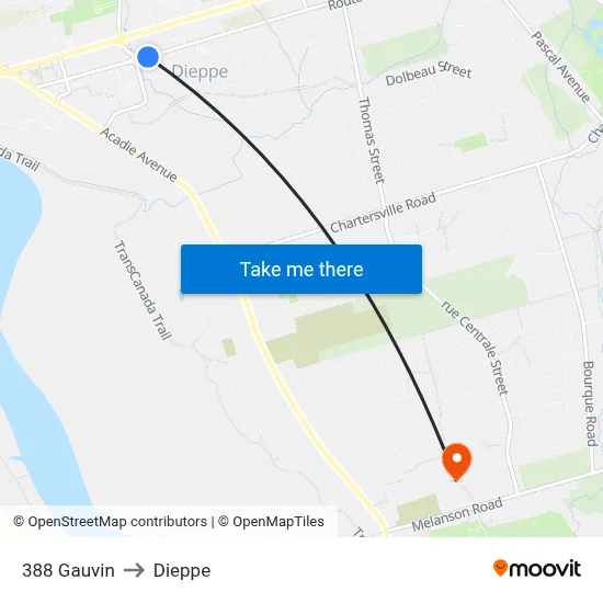 388 Gauvin to Dieppe map
