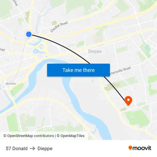 57 Donald to Dieppe map