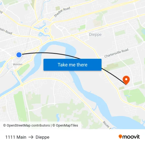 1111 Main to Dieppe map