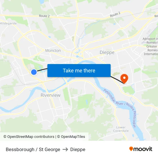 Bessborough / St George to Dieppe map