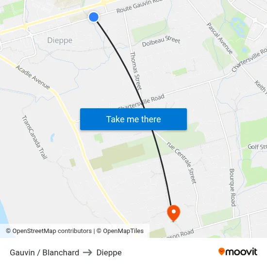 Gauvin / Blanchard to Dieppe map