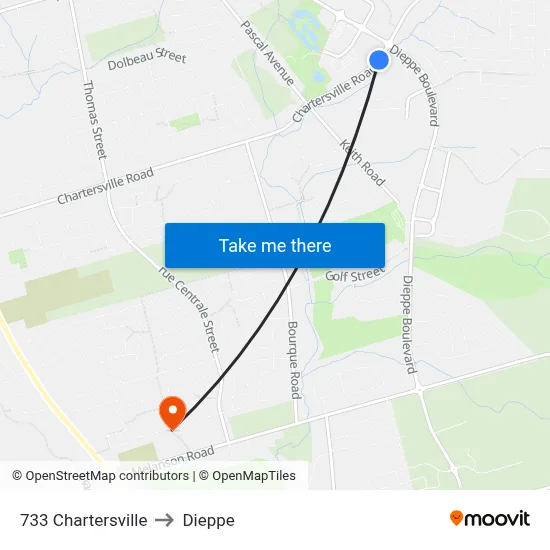 733 Chartersville to Dieppe map