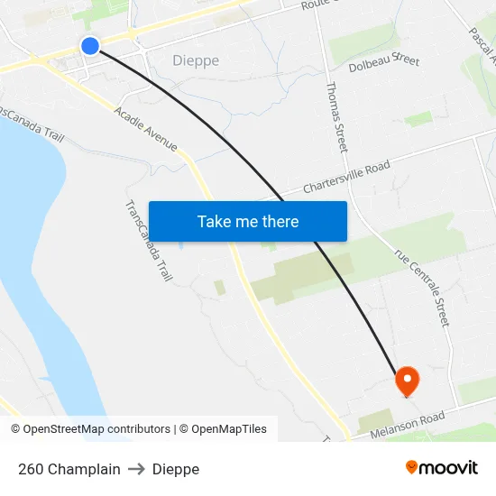 260 Champlain to Dieppe map