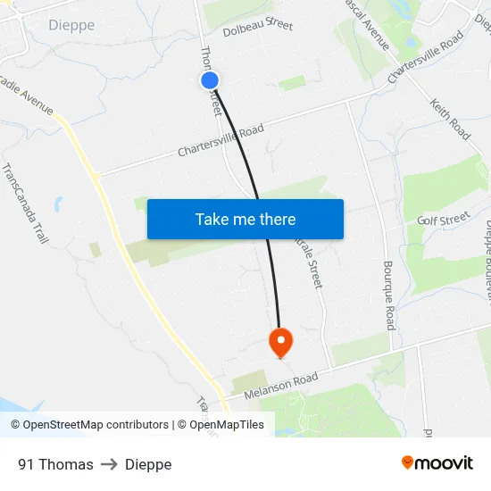 91 Thomas to Dieppe map