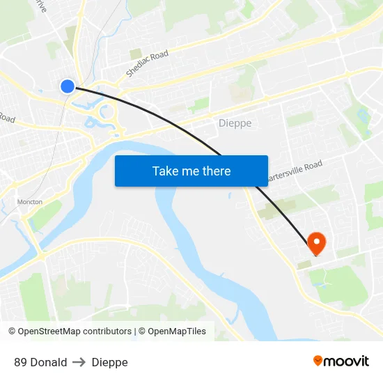 89 Donald to Dieppe map