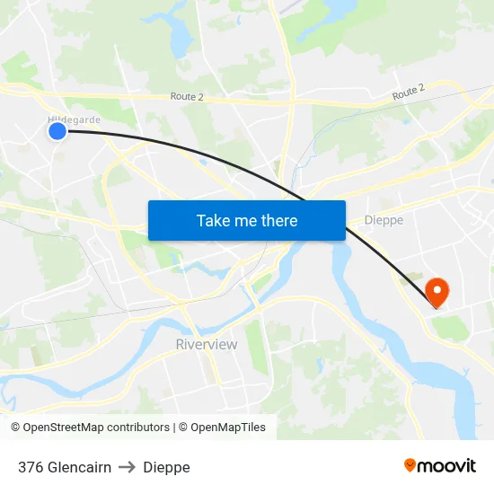 376 Glencairn to Dieppe map