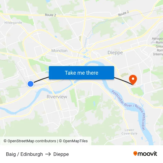 Baig / Edinburgh to Dieppe map