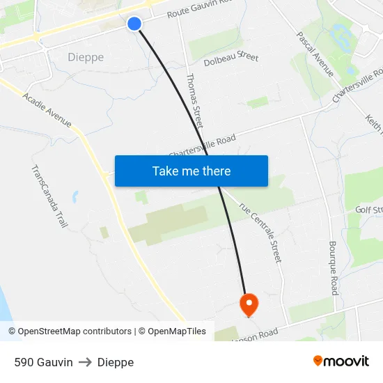 590 Gauvin to Dieppe map