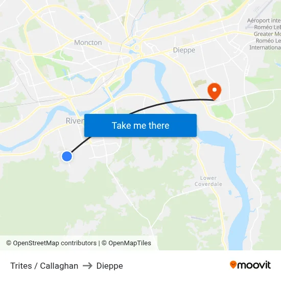 Trites / Callaghan to Dieppe map