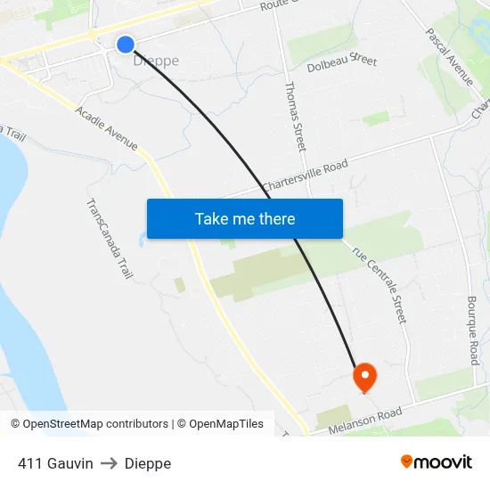 411 Gauvin to Dieppe map