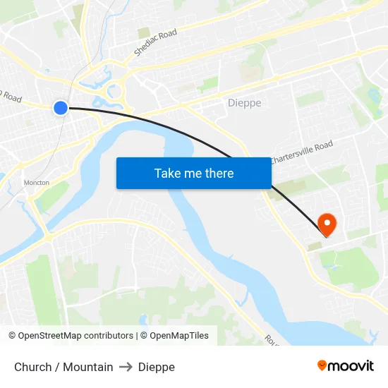 Church / Mountain to Dieppe map