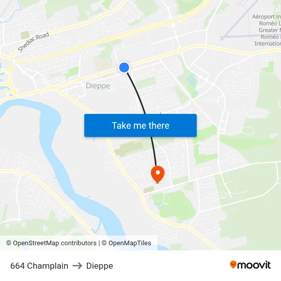 664 Champlain to Dieppe map