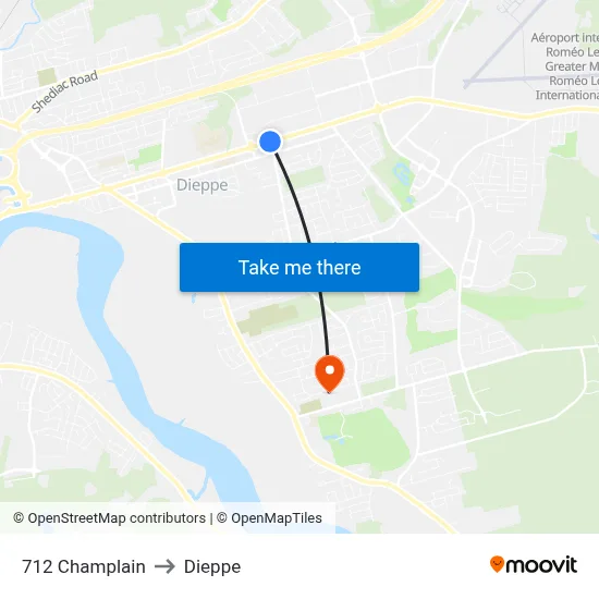 712 Champlain to Dieppe map