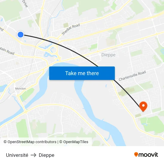 Université to Dieppe map