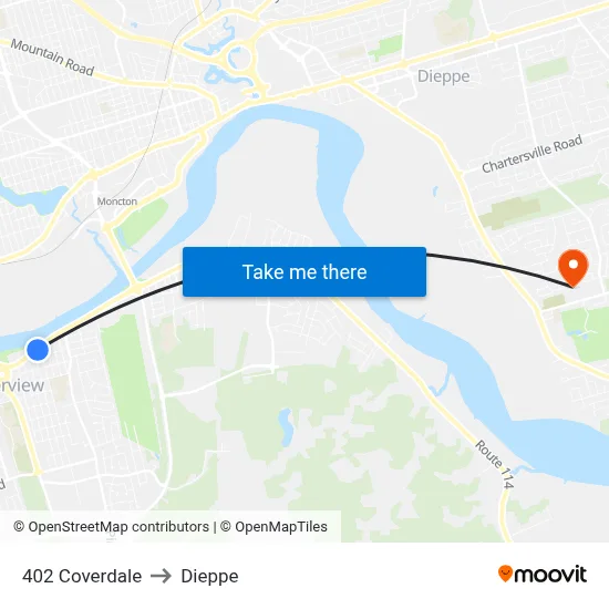 402 Coverdale to Dieppe map