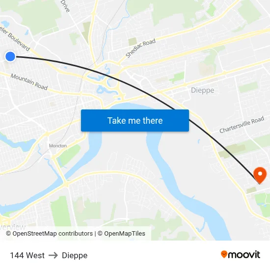 144 West to Dieppe map