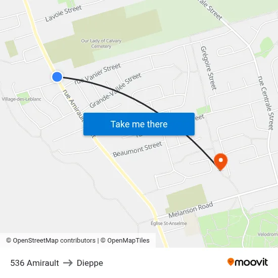 536 Amirault to Dieppe map