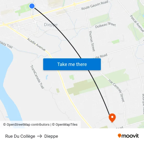 Rue Du Collège to Dieppe map