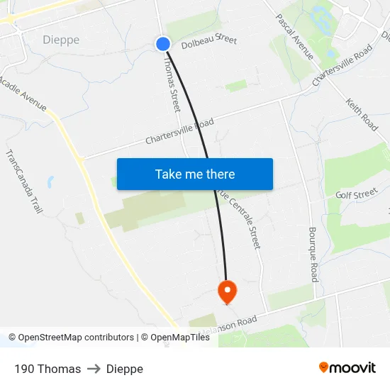 190 Thomas to Dieppe map