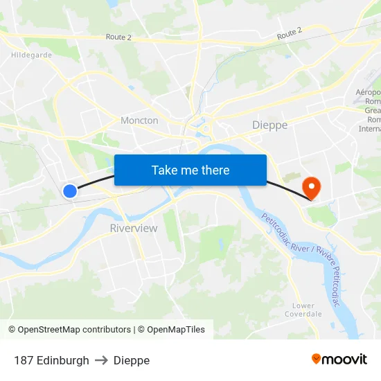 187 Edinburgh to Dieppe map