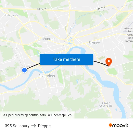 395 Salisbury to Dieppe map