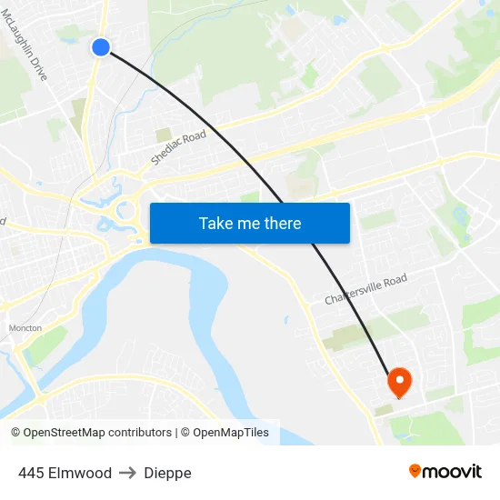 445 Elmwood to Dieppe map