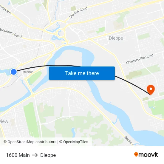 1600 Main to Dieppe map