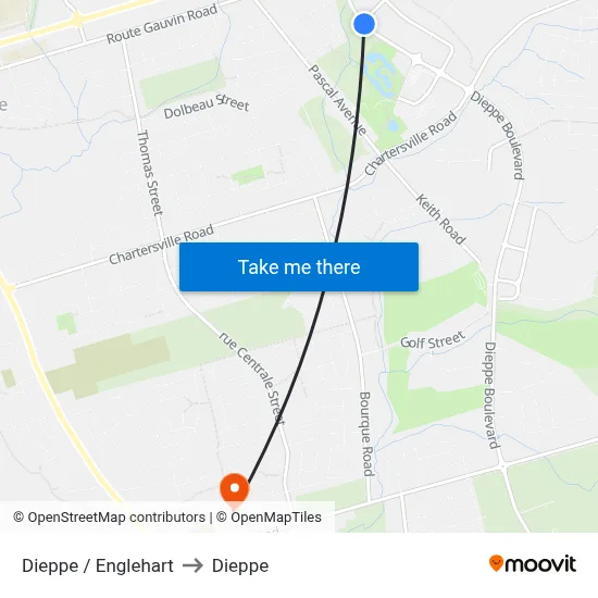Dieppe / Englehart to Dieppe map
