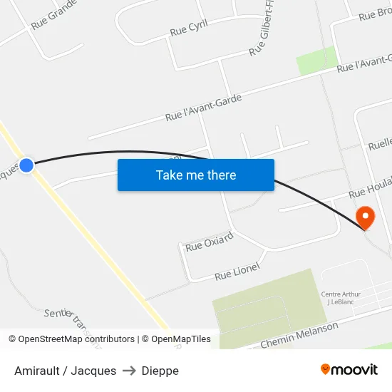 Amirault / Jacques to Dieppe map