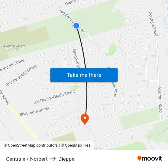 Centrale / Norbert to Dieppe map