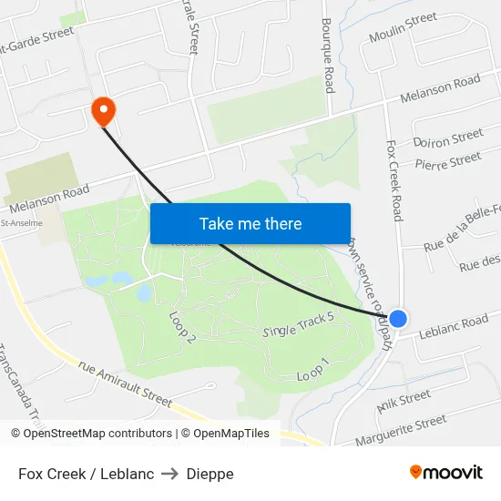 Fox Creek / Leblanc to Dieppe map