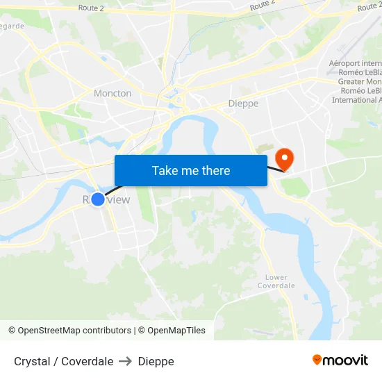Crystal / Coverdale to Dieppe map