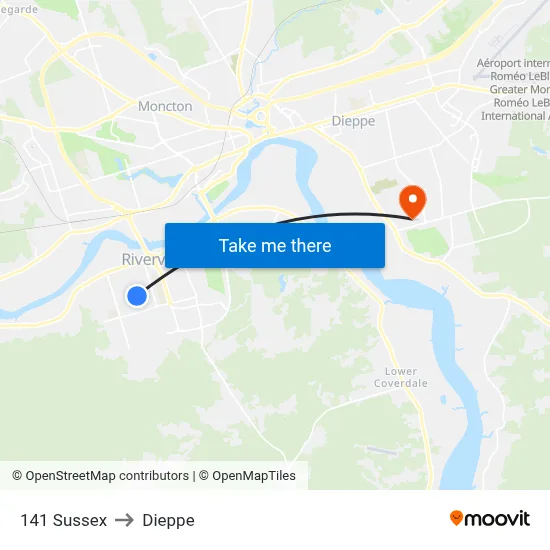 141 Sussex to Dieppe map