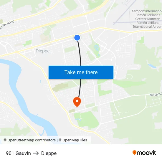 901 Gauvin to Dieppe map