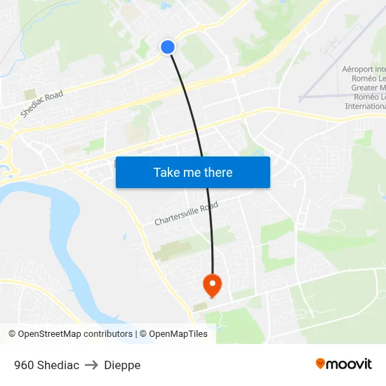960 Shediac to Dieppe map