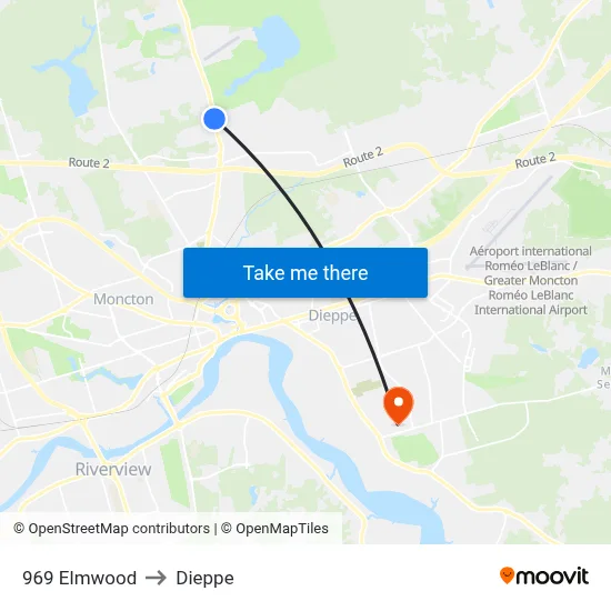 969 Elmwood to Dieppe map