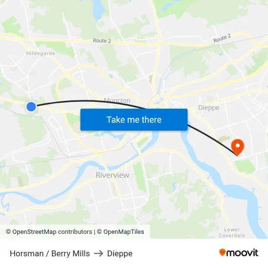 Horsman / Berry Mills to Dieppe map