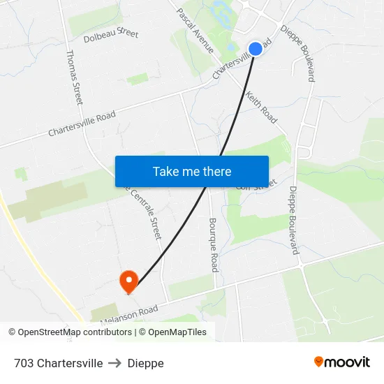 703 Chartersville to Dieppe map