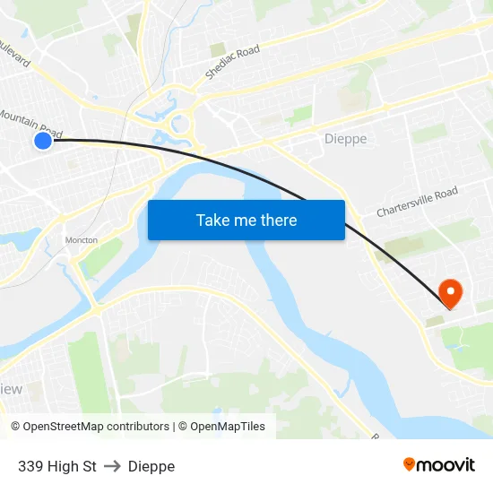 339 High St to Dieppe map
