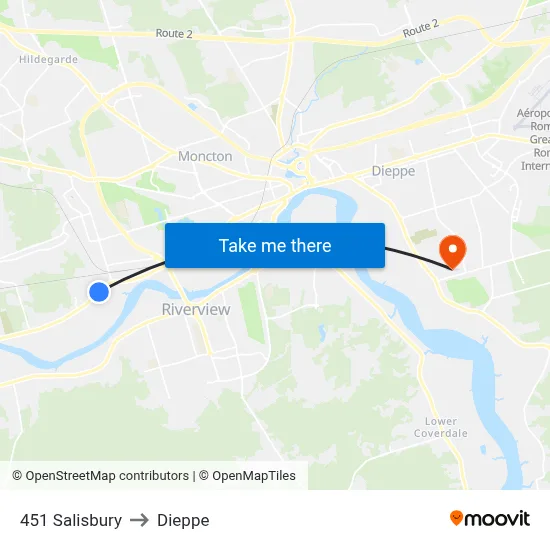 451 Salisbury to Dieppe map