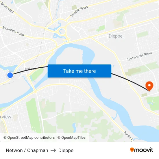 Netwon / Chapman to Dieppe map