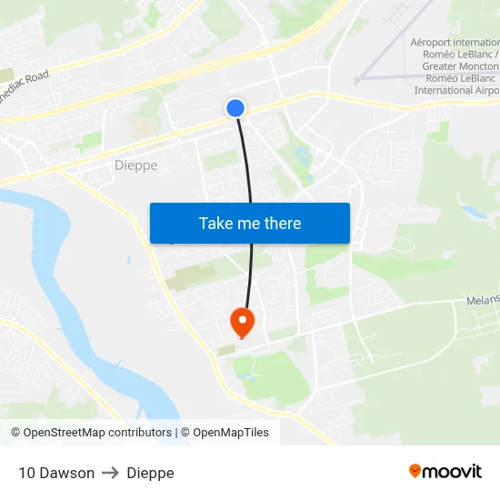 10 Dawson to Dieppe map