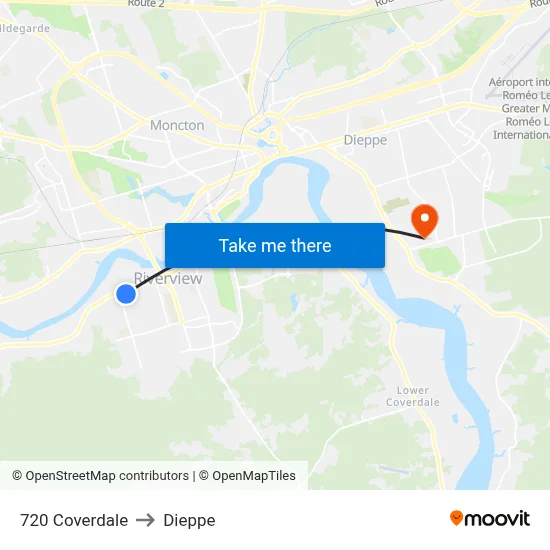 720 Coverdale to Dieppe map